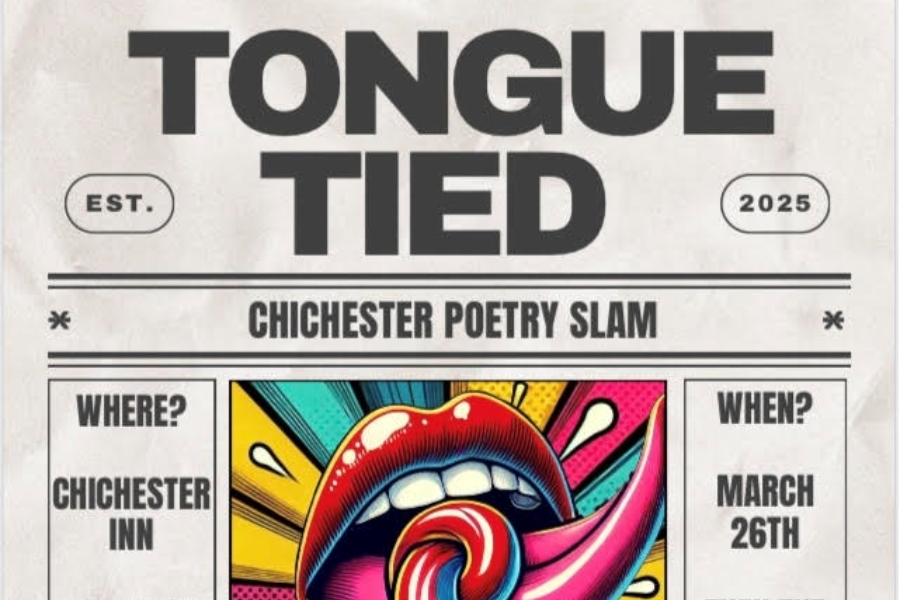 Tongue Tied - Chichester Poetry slam (poster from March 2025)